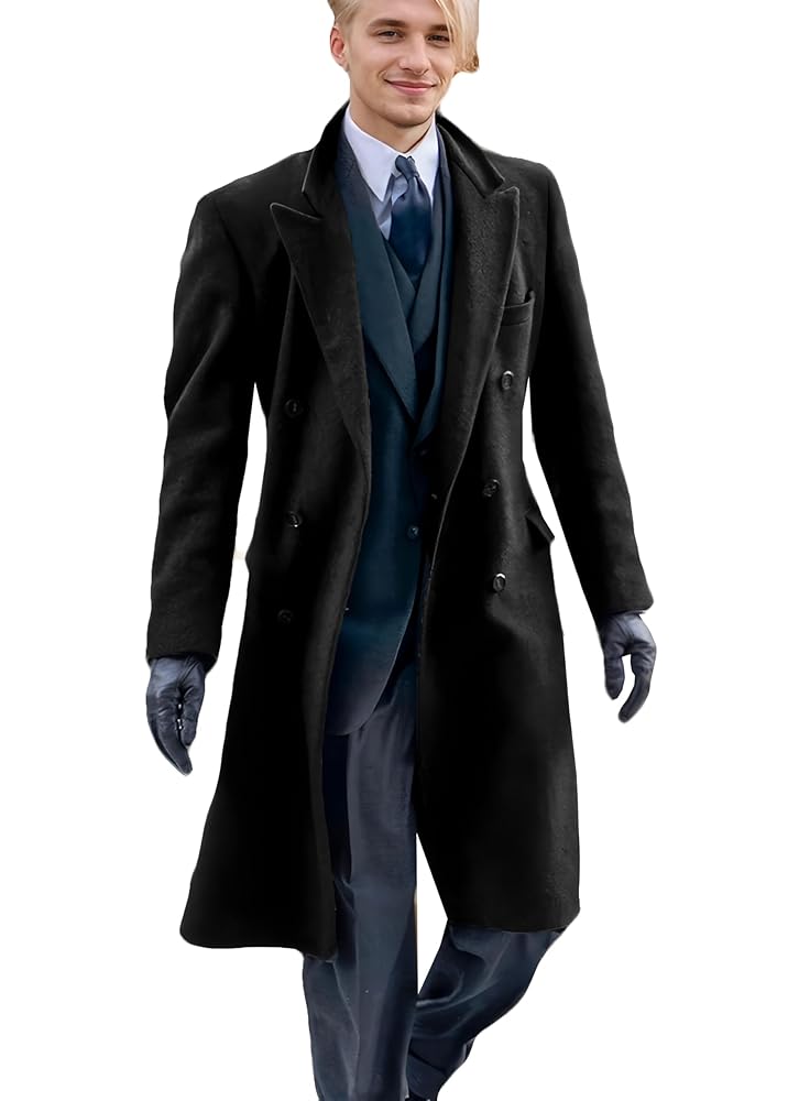 ジャケット・アウター OVERCOAT Double Breasted Jacket Mens Long Trench Jacket Double Breasted Windbreaker Overcoat